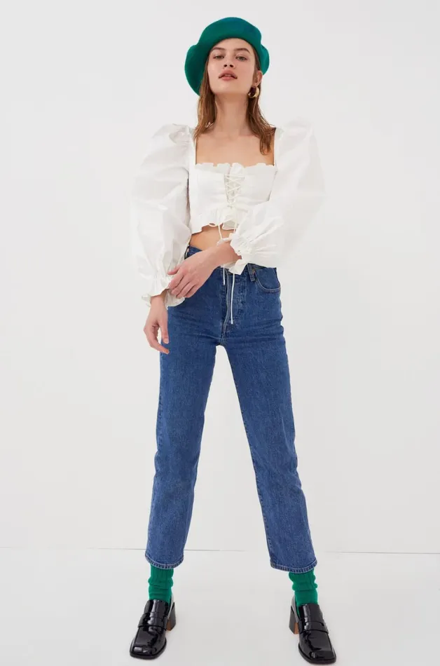 Women Heather Long Sleeve Corset Top White For Love and Lemons Tops Women Heather Long Sleeve Corset Top White For Love and Lemons Tops