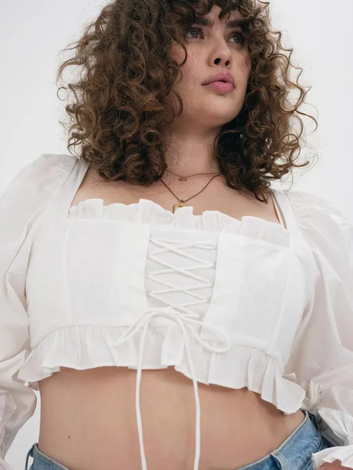 Women Heather Long Sleeve Corset Top White For Love and Lemons Tops Women Heather Long Sleeve Corset Top White For Love and Lemons Tops