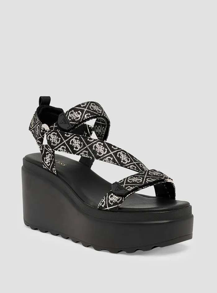 Women Heels GUESS Black Ocilia Logo Wedge Sandal