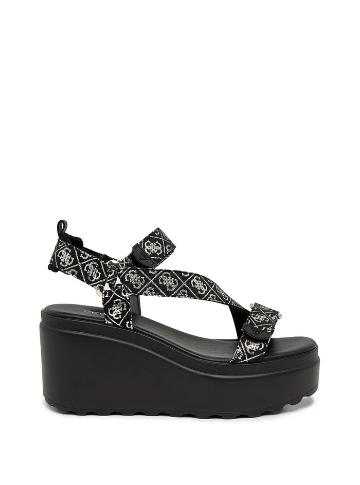 Women Heels GUESS Black Ocilia Logo Wedge Sandal Women Heels GUESS Black Ocilia Logo Wedge Sandal