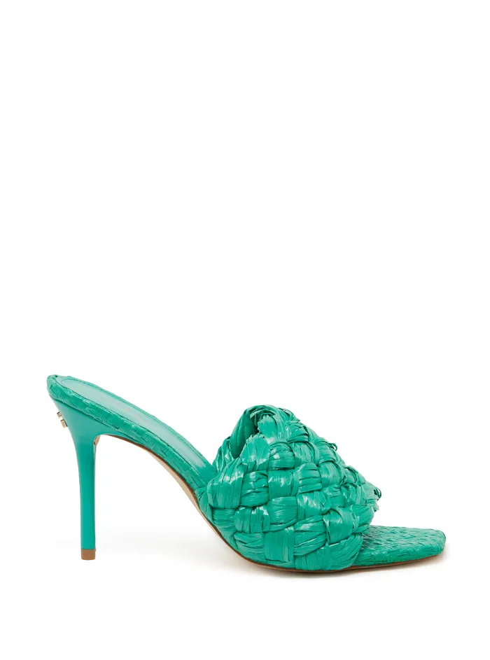 Women Heels GUESS Green Byanna Woven Sandal Heels