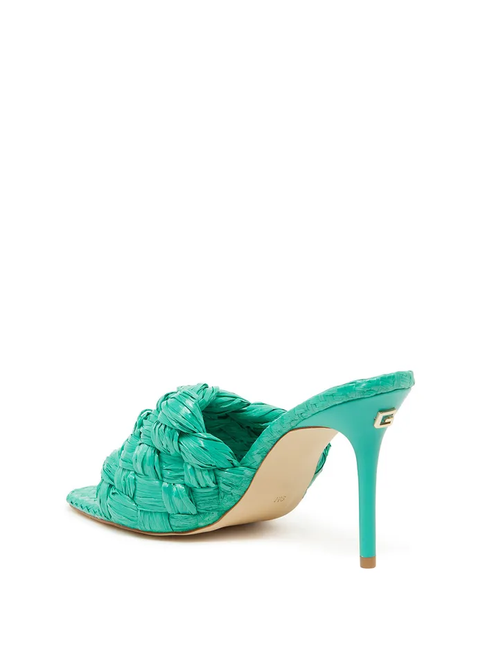 Women Heels GUESS Green Byanna Woven Sandal Heels Women Heels GUESS Green Byanna Woven Sandal Heels