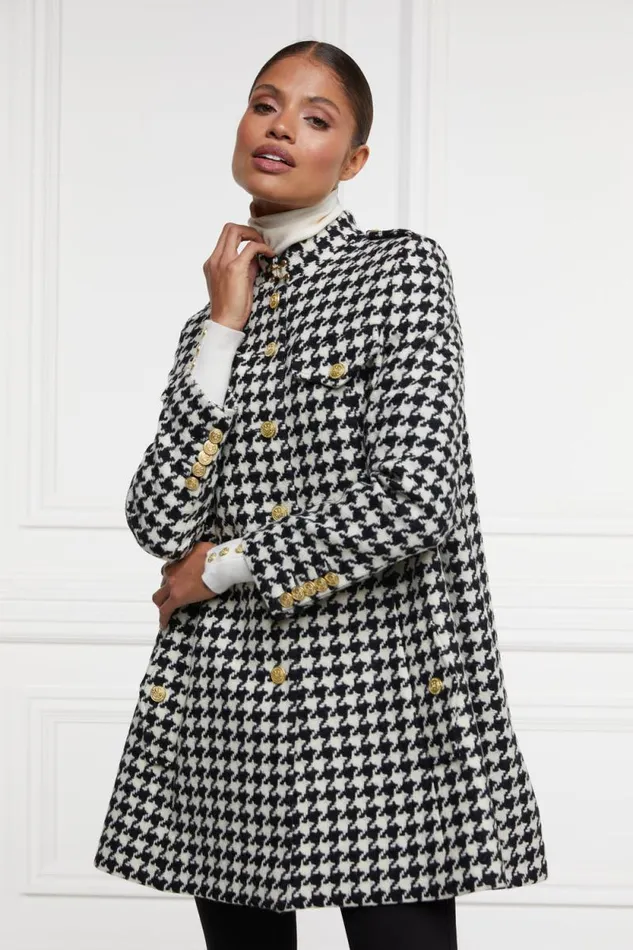 Women Highbury Cape Coat Large Scale Houndstooth Holland Cooper Tailoring