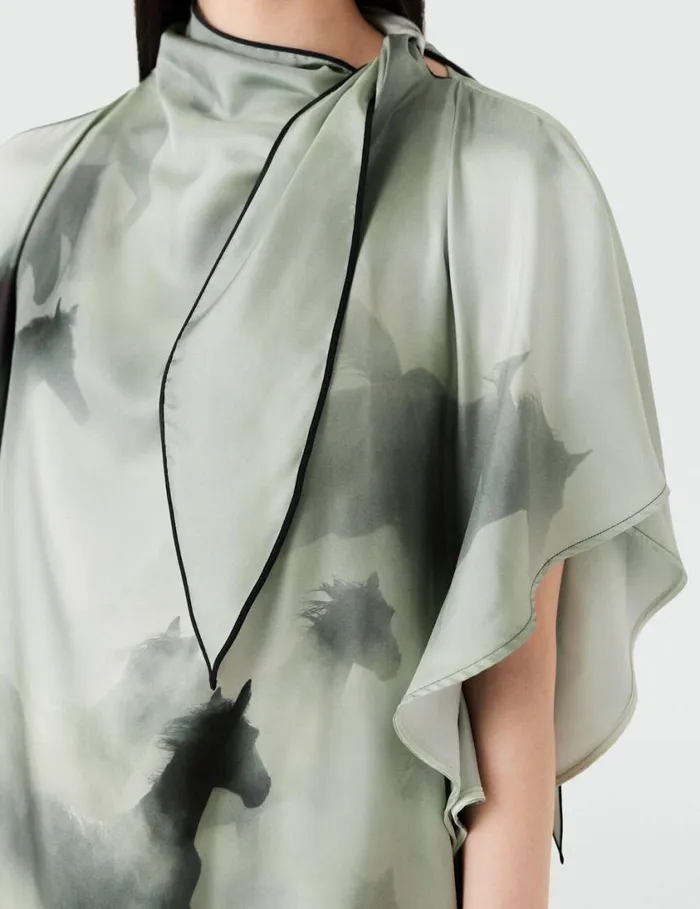 Women Horse Print Dress Sea Green Stella McCartney Dresses Women Horse Print Dress Sea Green Stella McCartney Dresses