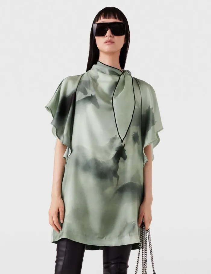 Women Horse Print Dress Sea Green Stella McCartney Dresses Women Horse Print Dress Sea Green Stella McCartney Dresses