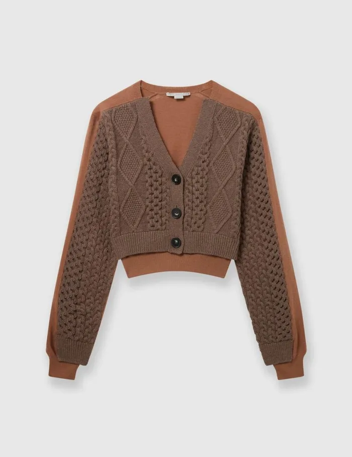 Women Hybrid Cropped Cardigan Brown Stella McCartney Knitwear