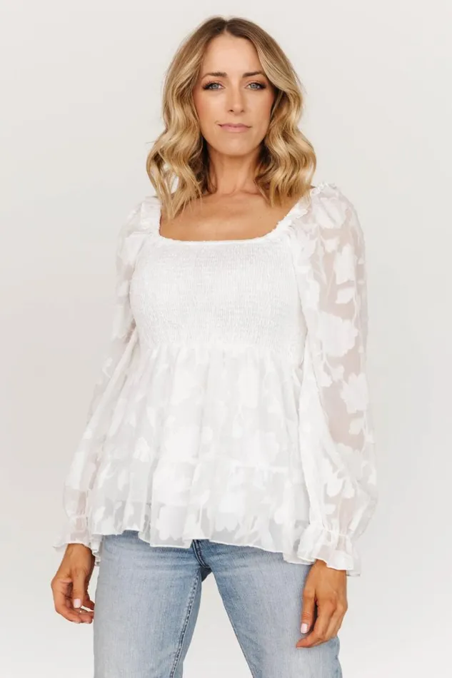 Women Ines Smocked Top White Baltic Born Blouses and Shirts