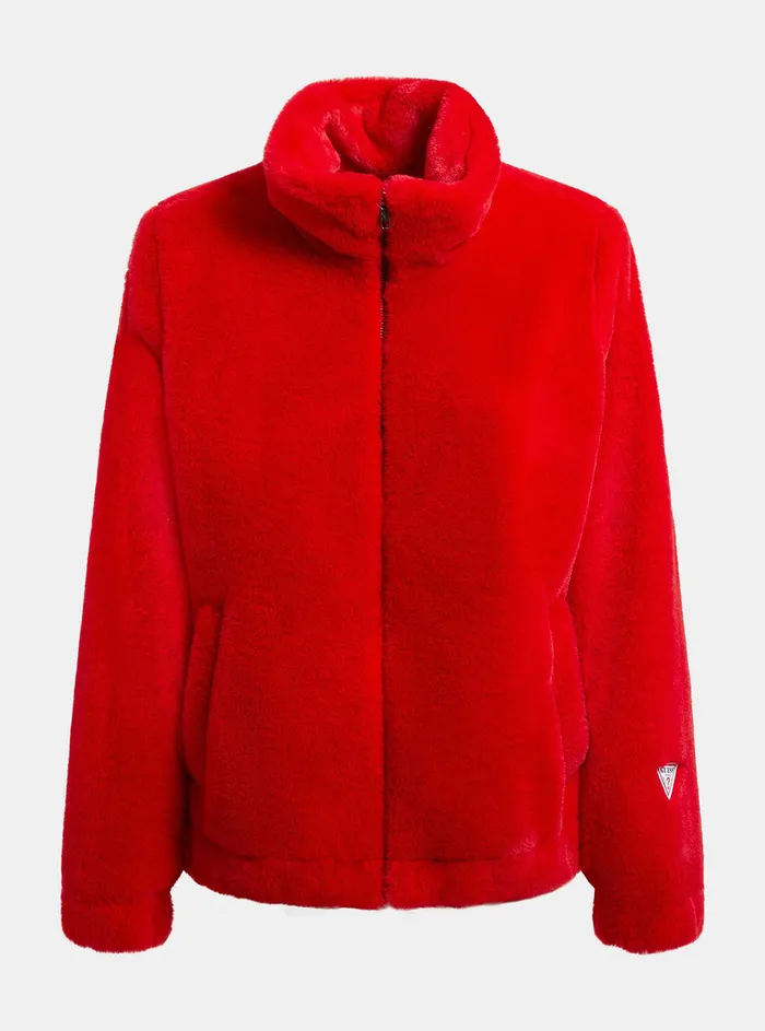 Women Jackets and Coats GUESS Guess Originals X Betty Boop Red Faux Fur Jacket Women Jackets and Coats GUESS Guess Originals X Betty Boop Red Faux Fur Jacket