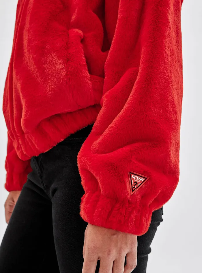 Women Jackets and Coats GUESS Guess Originals X Betty Boop Red Faux Fur Jacket Women Jackets and Coats GUESS Guess Originals X Betty Boop Red Faux Fur Jacket