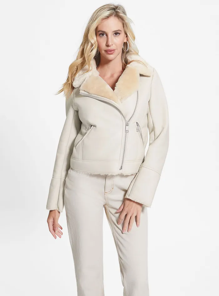 Women Jackets and Coats GUESS Stone Denise Fauxleather Moto Jacket