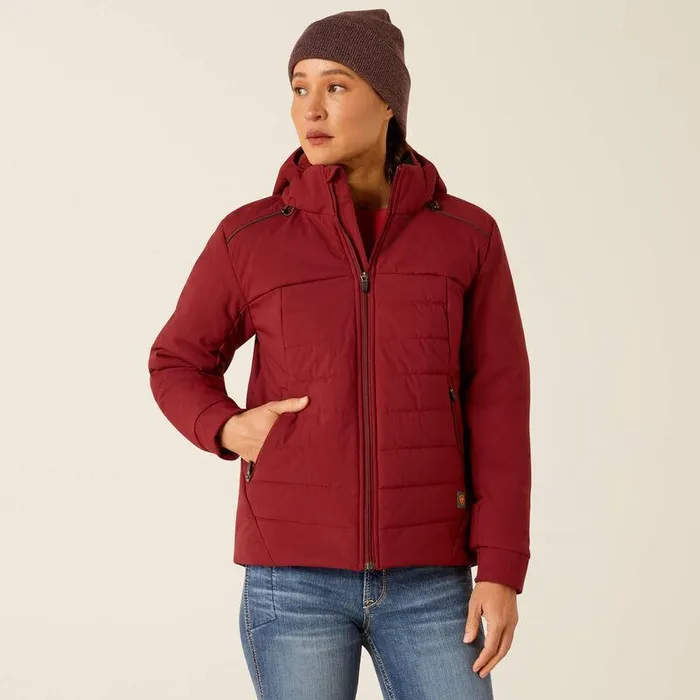 Women Jackets and Vests Ariat Rebar Valkyrie Stretch Canvas Insulated Jacket Cabernet