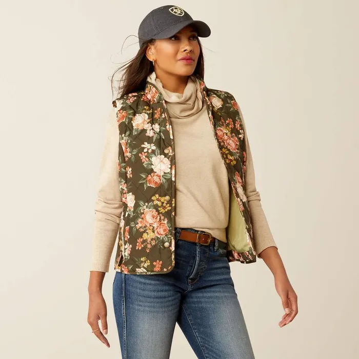Women Jackets and Vests Ariat Woodside Vest Rosegarden Print