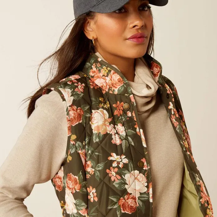 Women Jackets and Vests Ariat Woodside Vest Rosegarden Print Women Jackets and Vests Ariat Woodside Vest Rosegarden Print