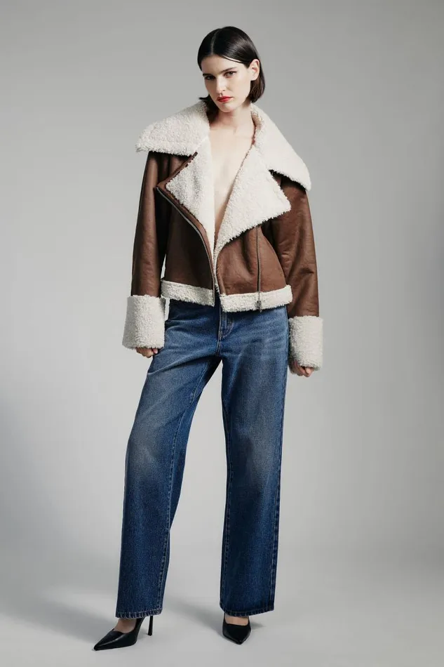 Women Jackets Bardot Finn Vegan Leather Jacket In Chocolate Chocolate