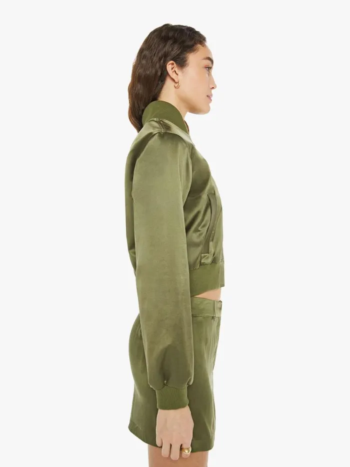Women Jackets Mother Denim Cala Shrunken Bomber Olive