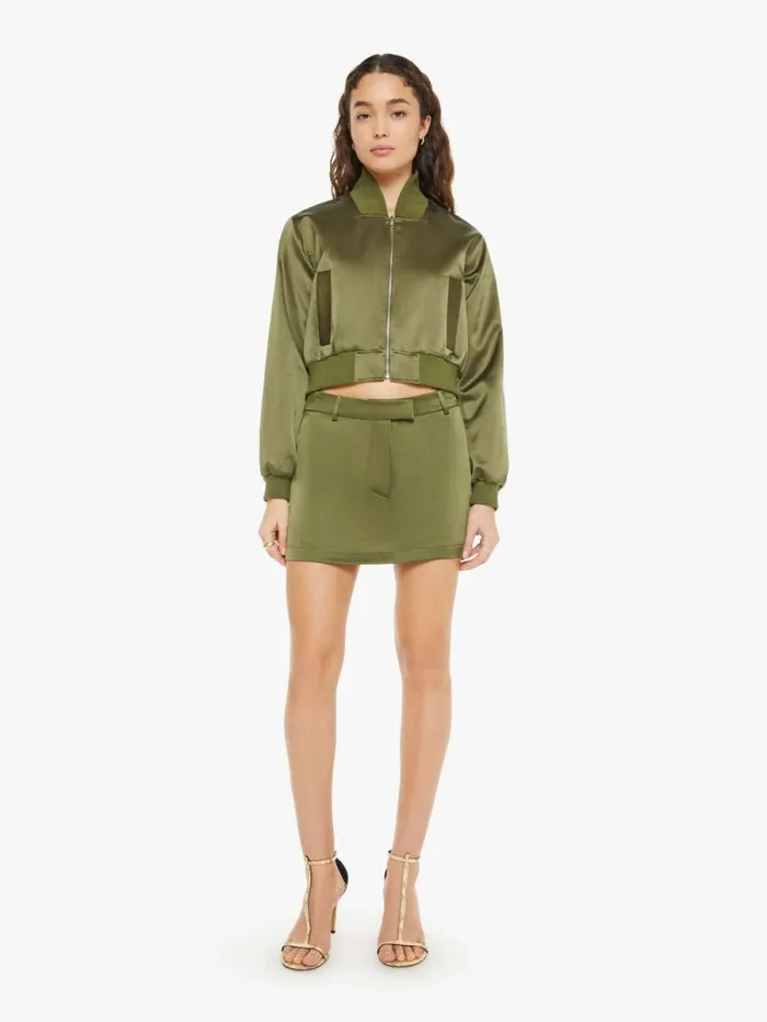 Women Jackets Mother Denim Cala Shrunken Bomber Olive