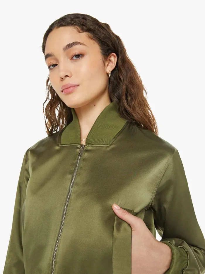 Women Jackets Mother Denim Cala Shrunken Bomber Olive