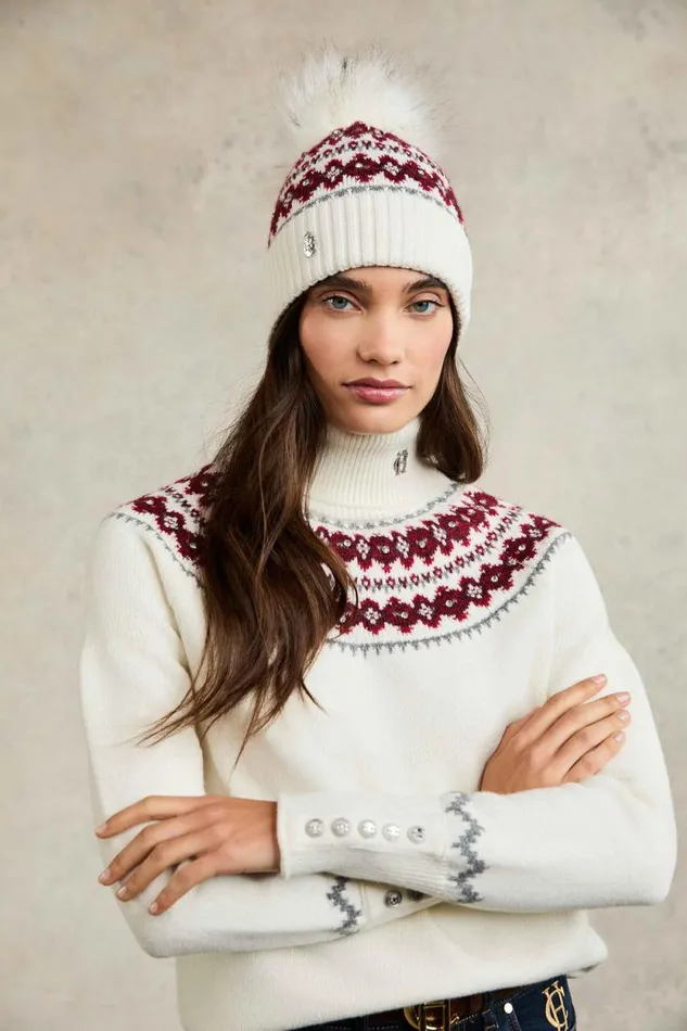 Women Jennifer Fairisle Bobble Hat Natural Holland Cooper Hats and Headbands Women Jennifer Fairisle Bobble Hat Natural Holland Cooper Hats and Headbands