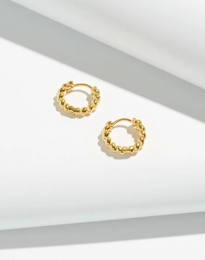 Women Jewelry Madewell DemiFine Puffed Huggie Hoop Earrings 14k Gold