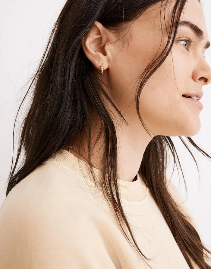 Women Jewelry Madewell DemiFine Puffed Huggie Hoop Earrings 14k Gold