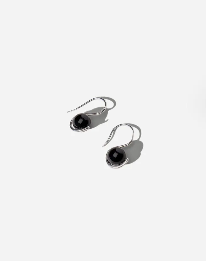 Women Jewelry Madewell Maslo Jewelry Wrap Earrings Black Onyx Sterling Silver Silver