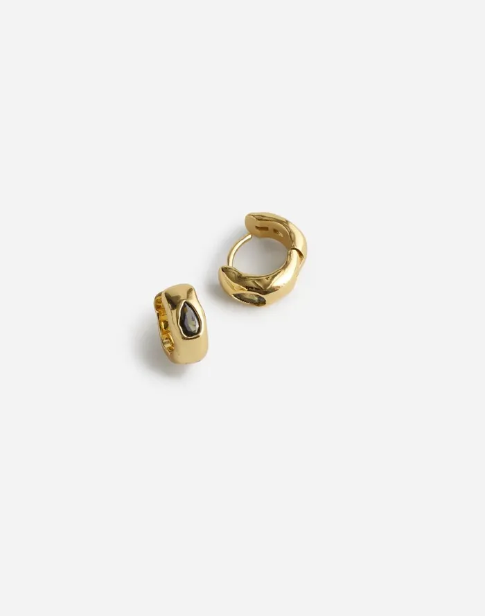 Women Jewelry Madewell Molten Gem Small Hoop Earrings Pale Gold