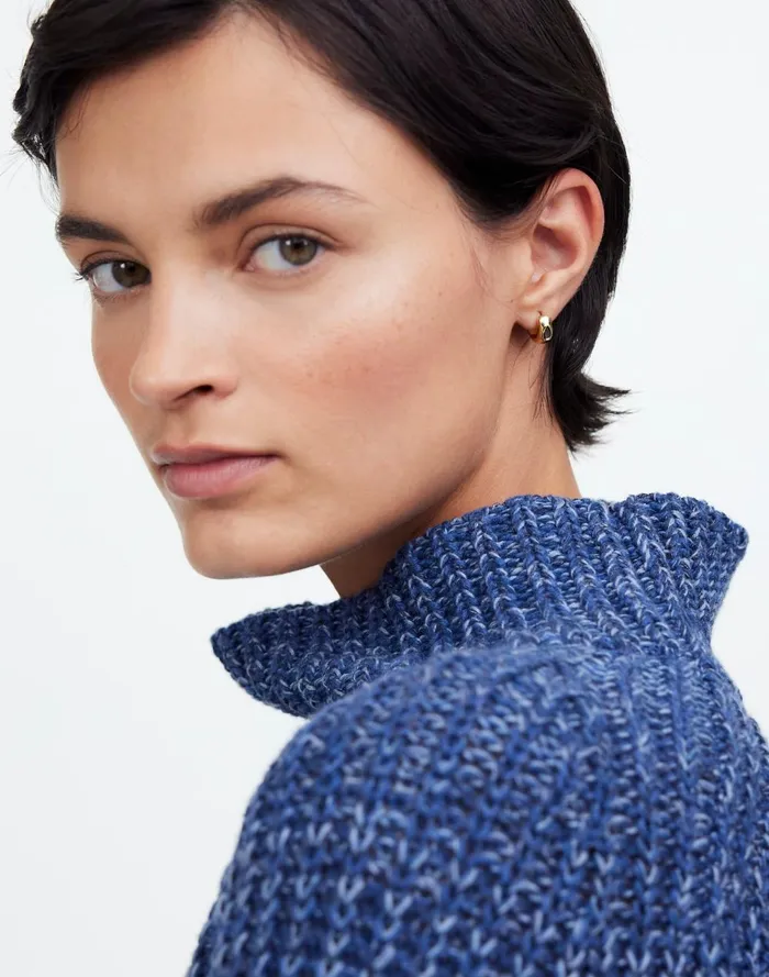 Women Jewelry Madewell Molten Gem Small Hoop Earrings Pale Gold