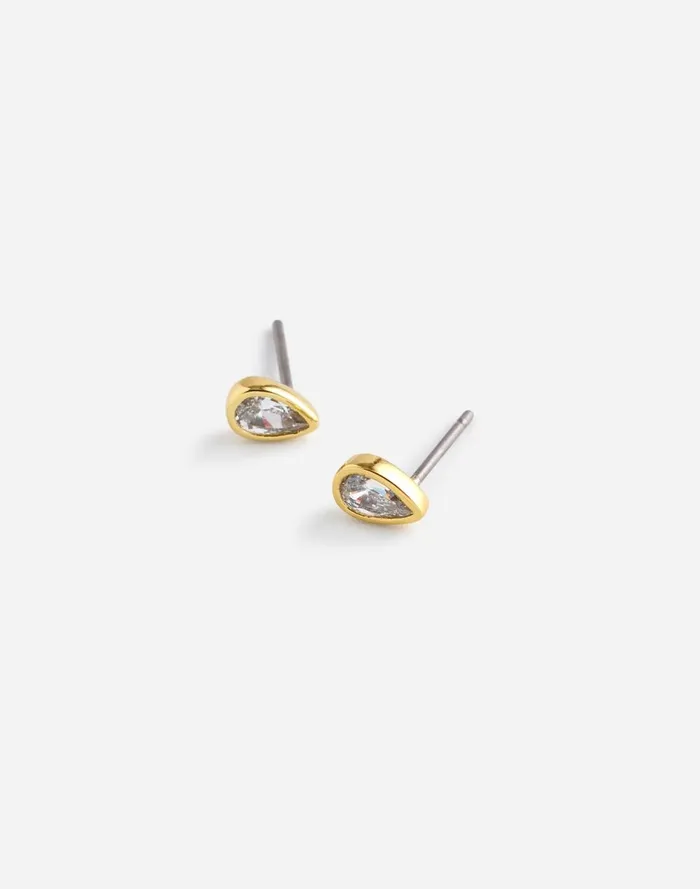 Women Jewelry Madewell Pear Crystal Stud Earrings Pale Gold