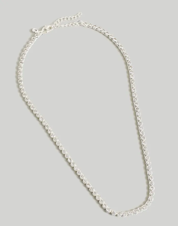 Women Jewelry Madewell The Tennis Collection Bezel Set Crystal Necklace Polished Silver