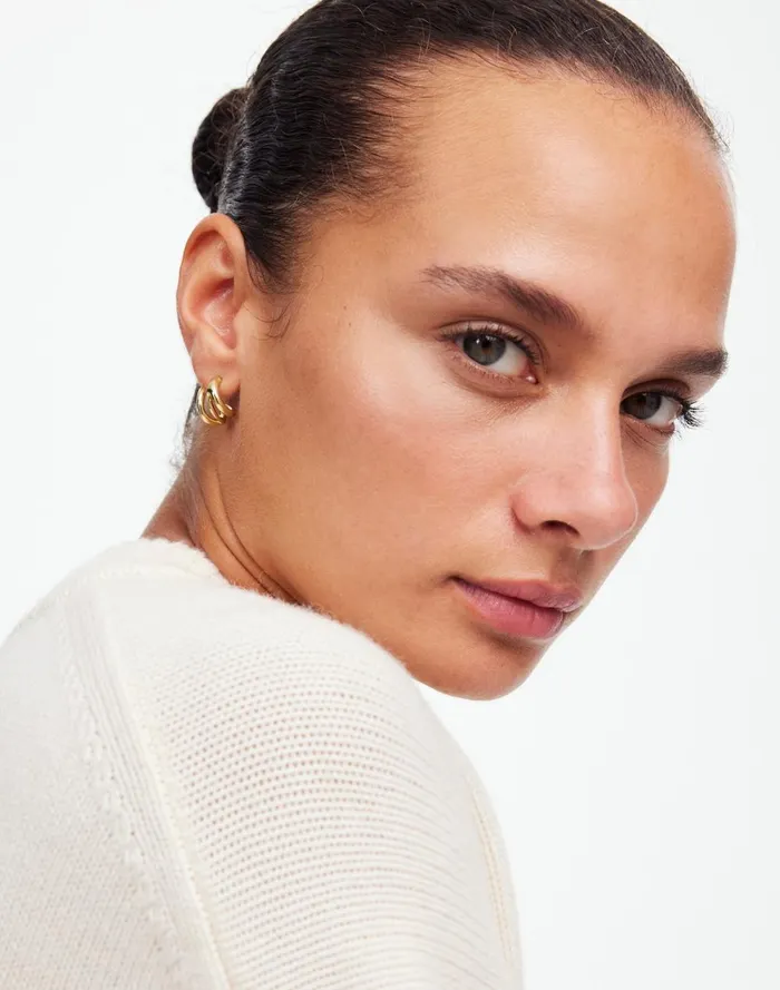 Women Jewelry Madewell Triple Wraparound Statement Stud Earrings Pale Gold