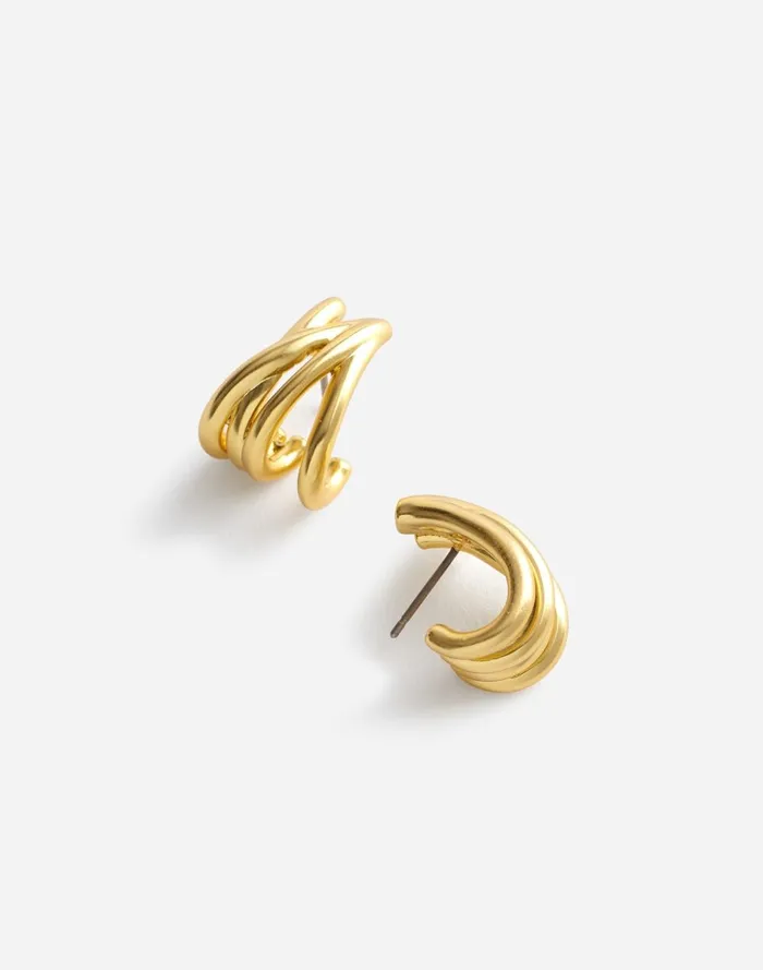Women Jewelry Madewell Wraparound Statement Stud Earrings Vintage Gold