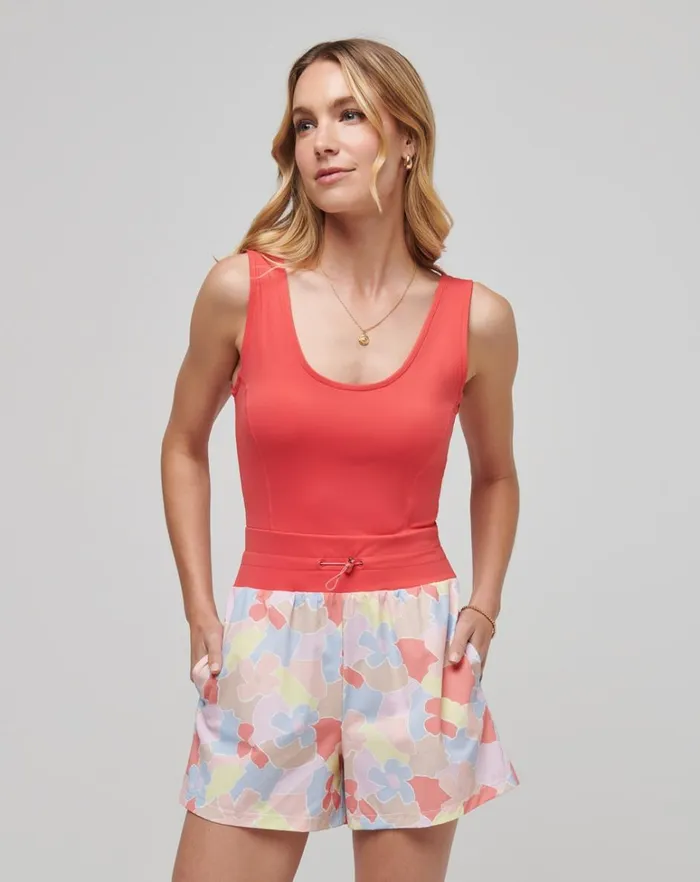 Women Jumpsuits and Rompers TravisMathew DAWN GLOW TECH WOVEN ROMPER Cayenne Multi