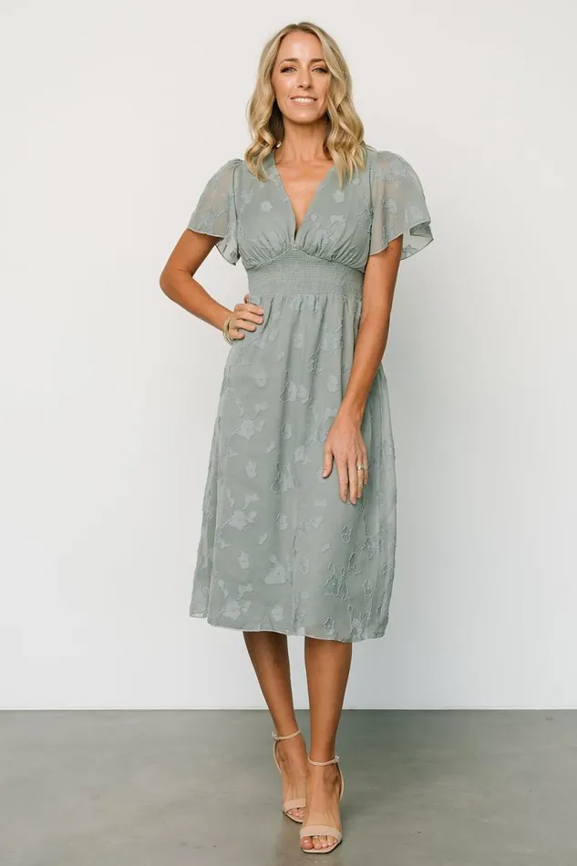 Women June Smocked Midi Dress Eucalyptus Baltic Born Midi Dresses