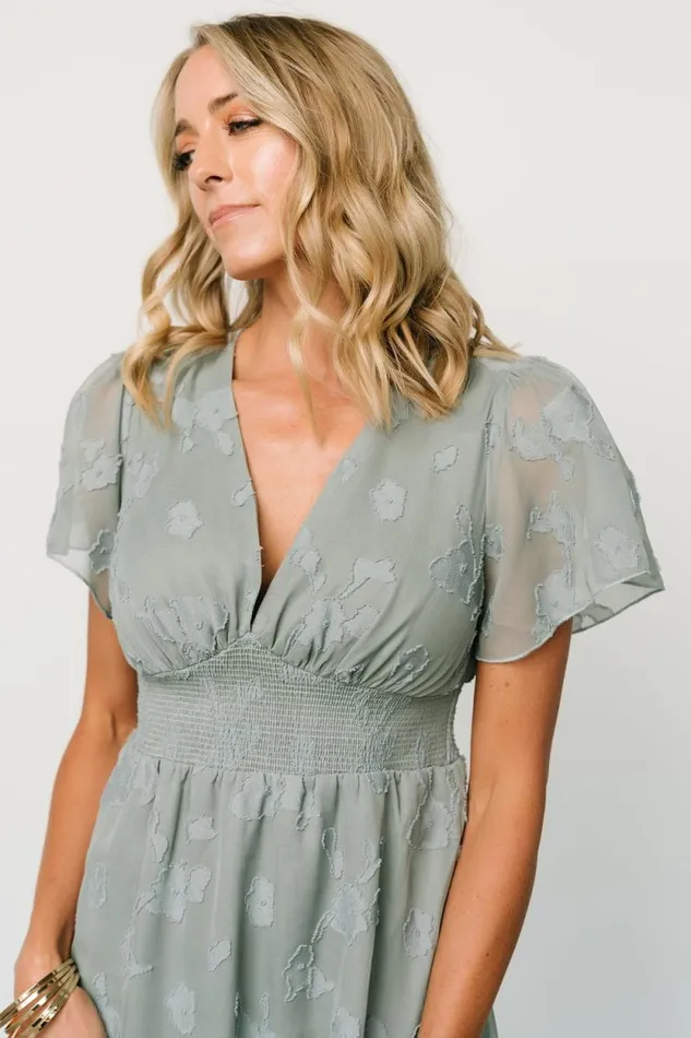 Women June Smocked Midi Dress Eucalyptus Baltic Born Midi Dresses Women June Smocked Midi Dress Eucalyptus Baltic Born Midi Dresses