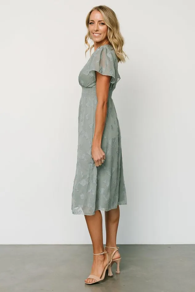 Women June Smocked Midi Dress Eucalyptus Baltic Born Midi Dresses Women June Smocked Midi Dress Eucalyptus Baltic Born Midi Dresses