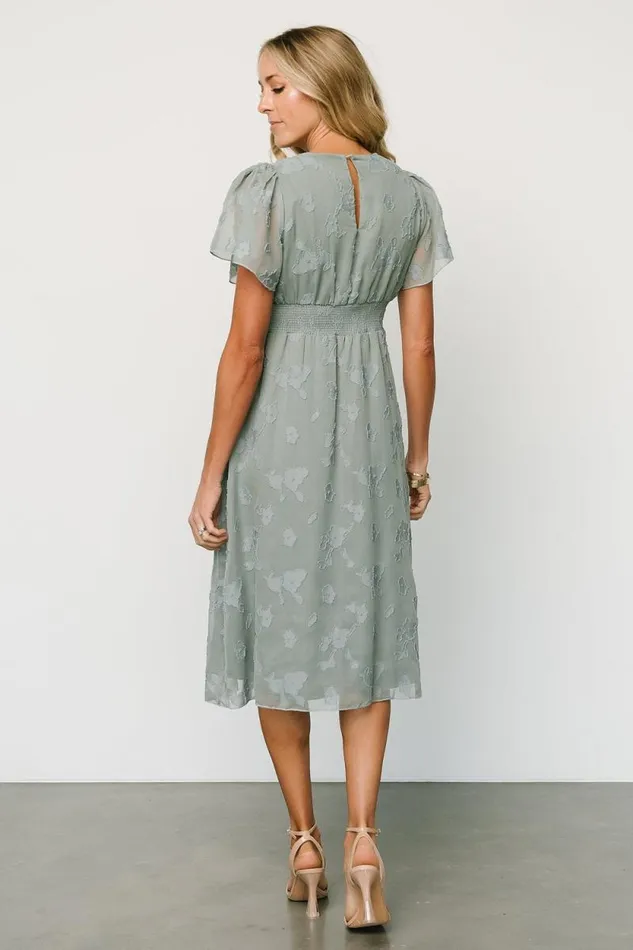 Women June Smocked Midi Dress Eucalyptus Baltic Born Midi Dresses Women June Smocked Midi Dress Eucalyptus Baltic Born Midi Dresses