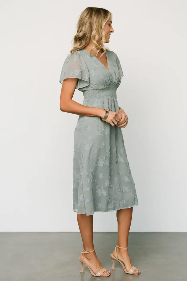 Women June Smocked Midi Dress Eucalyptus Baltic Born Midi Dresses Women June Smocked Midi Dress Eucalyptus Baltic Born Midi Dresses
