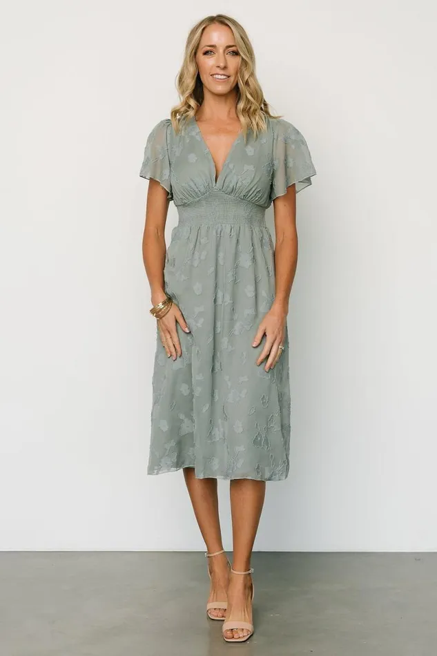 Women June Smocked Midi Dress Eucalyptus Baltic Born Midi Dresses Women June Smocked Midi Dress Eucalyptus Baltic Born Midi Dresses