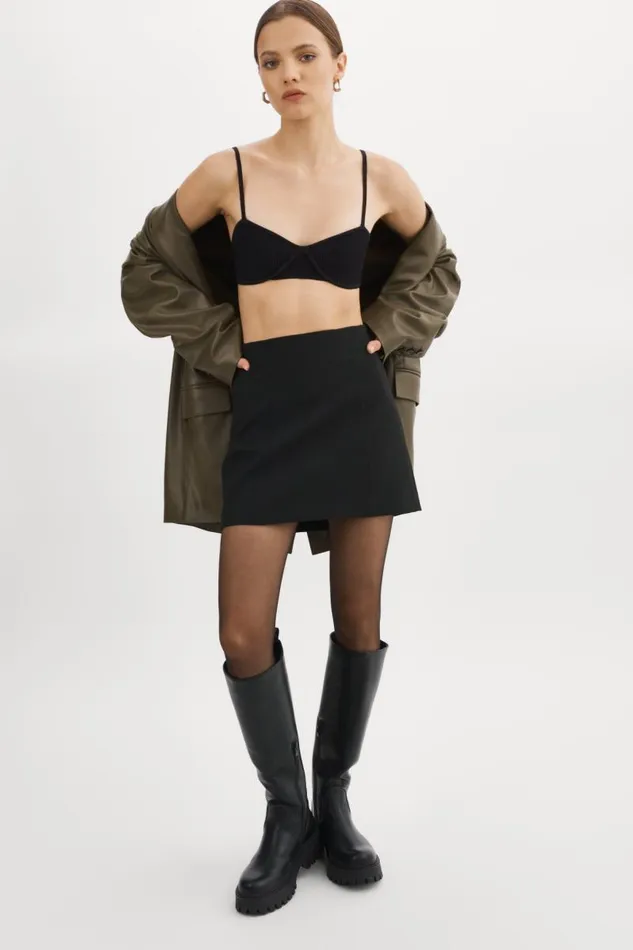Women Kassandra Faux Leather Oversized Blazer Khaki LAMARQUE Dresses