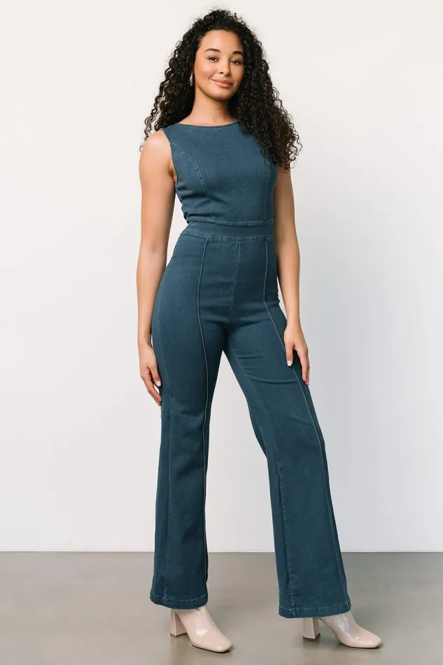 Women Katy Tank Jumpsuit Denim Blue Baltic Born Jumpsuits and Rompers