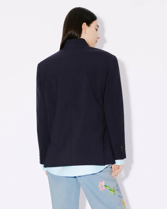 Women Kimono Blazer In Virgin Wool Midnight Blue Kenzo Jackets And Coats