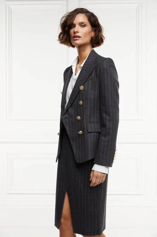 Women Knightsbridge Blazer Charcoal Pinstripe Holland Cooper Tailoring