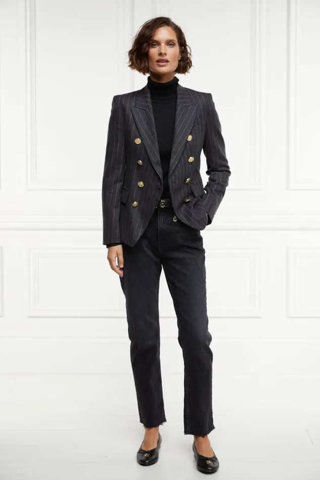 Women Knightsbridge Blazer Charcoal Pinstripe Holland Cooper Tailoring