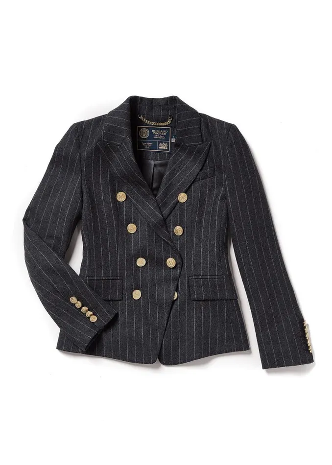 Women Knightsbridge Blazer Charcoal Pinstripe Holland Cooper Tailoring