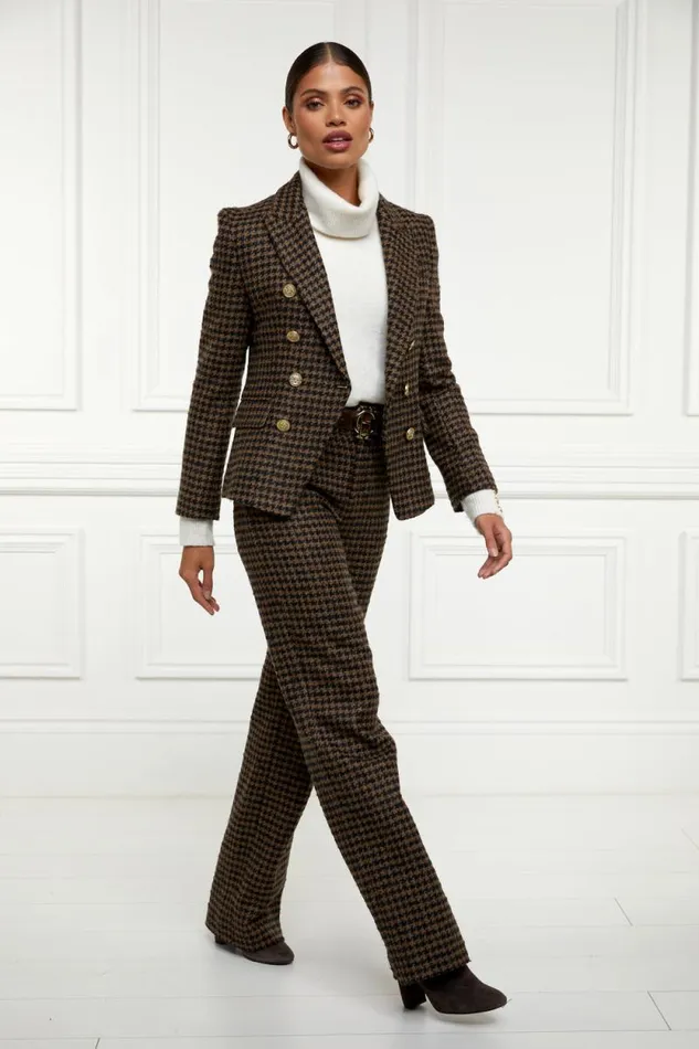 Women Knightsbridge Blazer Chocolate Houndstooth Holland Cooper Tailoring