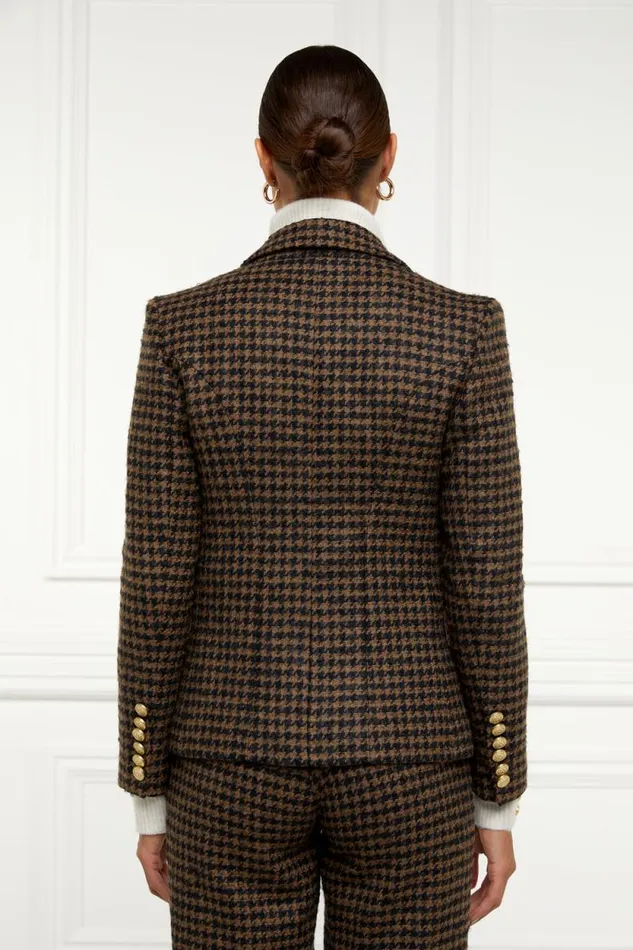 Women Knightsbridge Blazer Chocolate Houndstooth Holland Cooper Tailoring