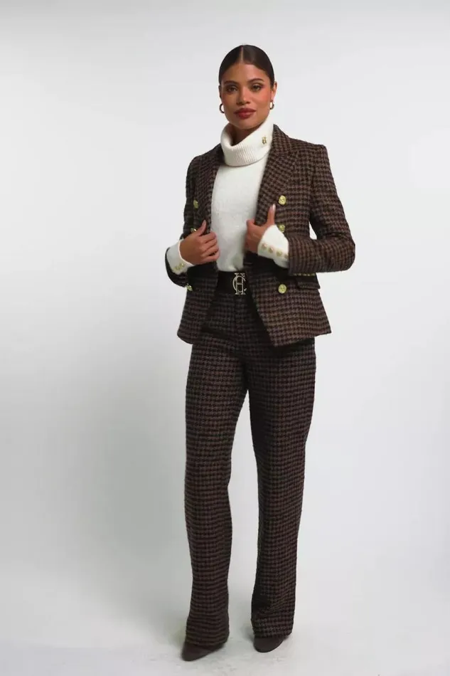 Women Knightsbridge Blazer Chocolate Houndstooth Holland Cooper Tailoring