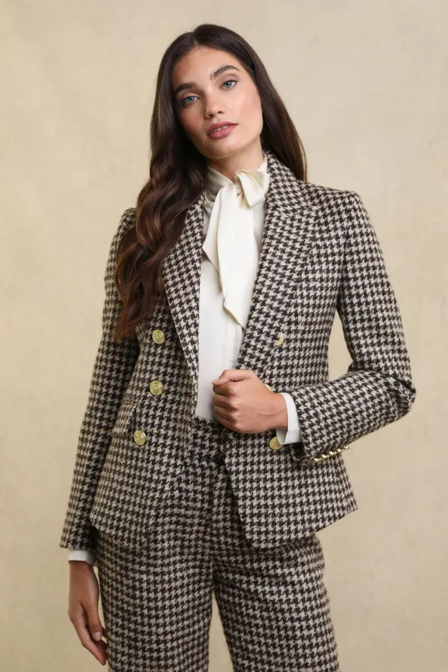 Women Knightsbridge Blazer Coffee Houndstooth Holland Cooper Tailoring Women Knightsbridge Blazer Coffee Houndstooth Holland Cooper Tailoring