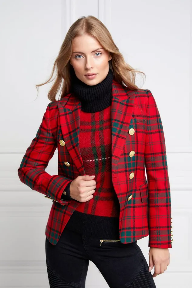 Women Knightsbridge Blazer Red Tartan Holland Cooper Tailoring