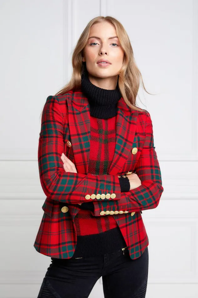 Women Knightsbridge Blazer Red Tartan Holland Cooper Tailoring